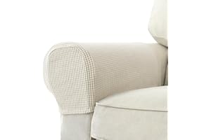 Yogsey Stretch Couch Arm Covers, Breathable Armrest Covers for Sofas and Chairs, Scratch-Resistant, Protect and Decorate Your Sofa (Ivory White)