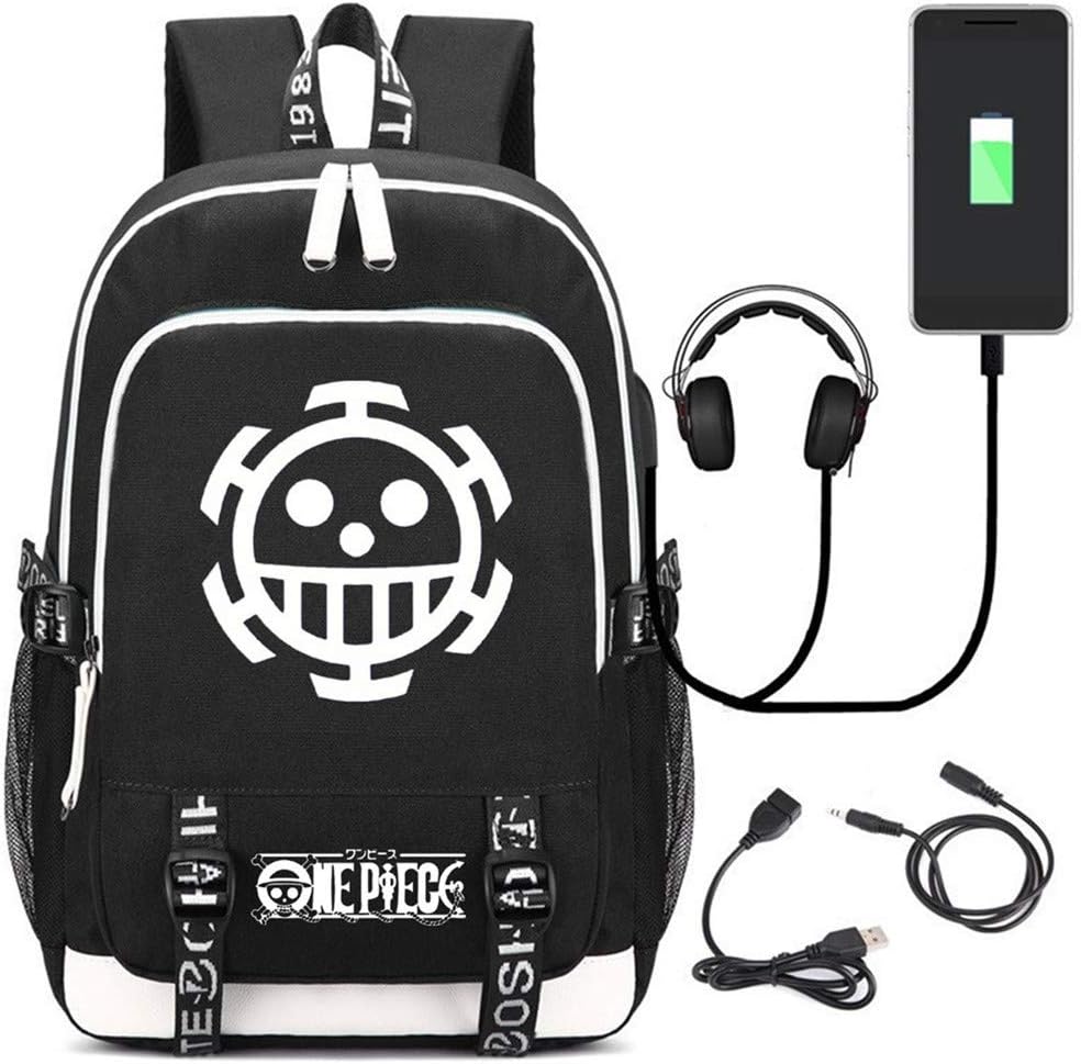 Siawasey Anime One Piece Cosplay Chopper Luffy Backpack Daypack Bookbag Laptop School Bag with USB Charging Port