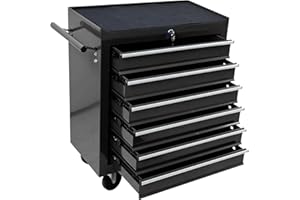 JoanKaren 6-Drawer Tool Chest with Wheels, Rolling Storage Cabinet Cart with Locking System & Drawer Liners, Portable Toolbox