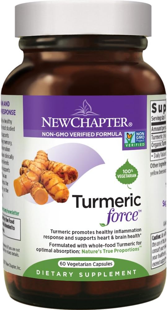 New Chapter Turmeric Supplement, One Daily, Joint Pain Relief + Supercritical Organic Turmeric, Black Pepper Not Needed, Non-GMO, Gluten Free – 60 Count (2 Month Supply): Health & Personal Care