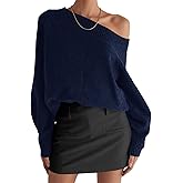 Saodimallsu Womens Off The Shoulder Sweater Long Sleeve Boat Neck Pullover 2025 Casual Trendy Loose Knit Tops