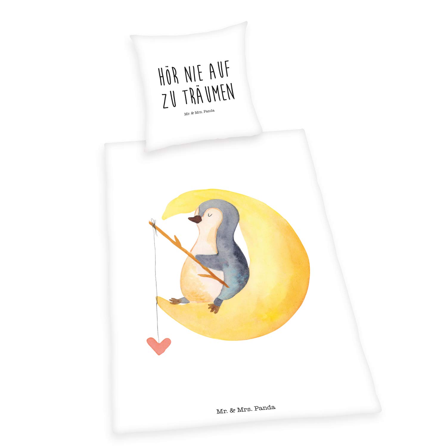 Herding Mr. & Mrs. Panda bedding set, Reversible motif, Pillow case 80 x 80cm, Duvet cover 135 x 200cm, Cotton/renforcé, Multicoloured