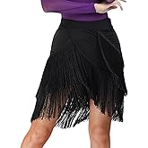 Dance Latin Ballroom Skirts for Women Tango Salsa Fringe Swing Hip Scarf Rumba Irregular Hem Dancewear