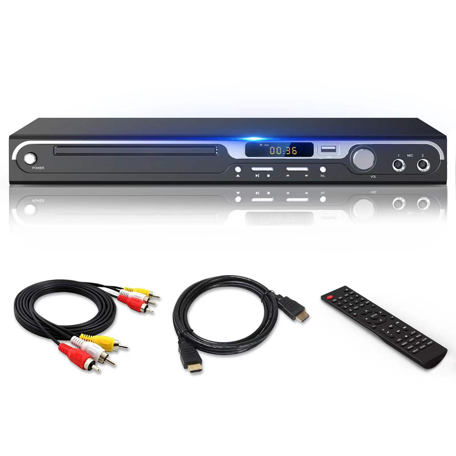 DVD Player, DVD Players for TV, Dual Microphone Exclusive 1080P, All Region HDMI DVD Player, USB Input AV/RCA Output, Home DVD CD Player with PAL/NTSC & Dolby Sound