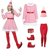 Women's Christmas Elf Costume - Pink Holiday Christmas Elf Dress | Holiday Party & HalloweenCosplay Outfit
