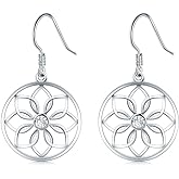 925 Sterling Silver Earrings, BoRuo Lotus Flower Yoga Earrings