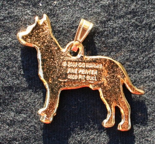 Pit Bull Dog 24k Gold Plated Pewter Pendant
