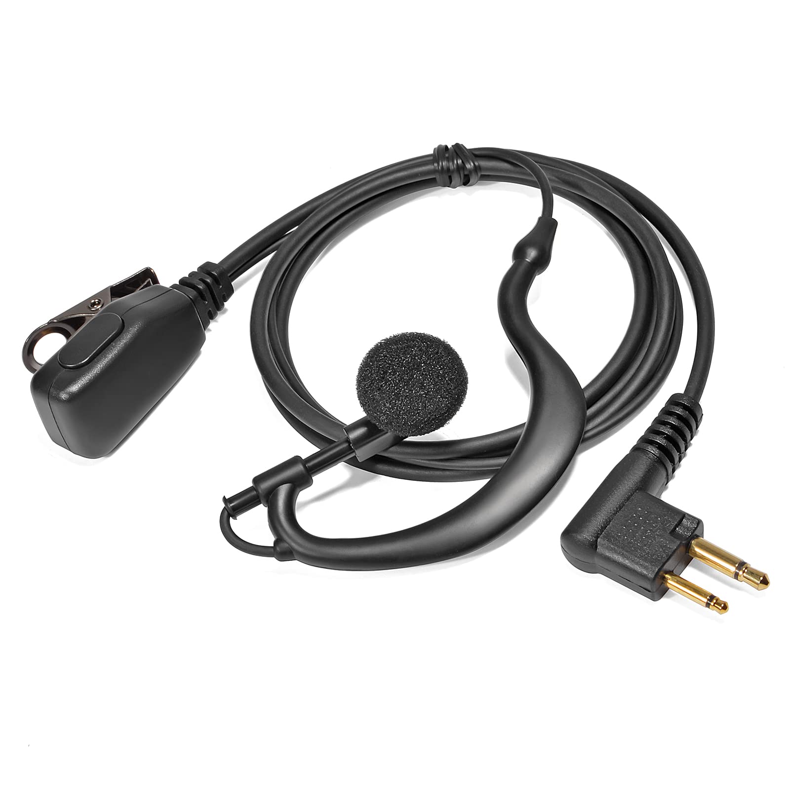 HYSHIKRA Walkie Talkie Earpiece Headset Compatible with Motorola CP040 DP1400 GP88 GP300 Radio, G-Shape, PTT with Microphne (1 Pack)
