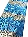 pqdaysun Rhinestones Beading African Net Lace Fabric 5 Yards F50624 (Blue)