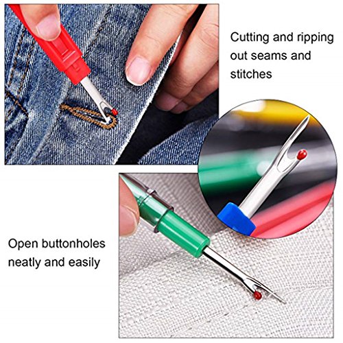 Kasmena 40Pcs Colorful Hand Sewing Seam Ripper,Thread Stitch Remover Tool,Cross Stitch/Embroidery Hand Needles,Soft Tape Measure and Storage Bag for Sewing and Craft Art Work