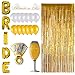 Bachelorette Party Decorations Kit (Set of 22) – Bridal Shower Party Supplies & Decor – Bride to Be Sash, White Gold Latex Balloons, Foil Balloon Letters, Ring, Champagne Balloon, Foil Fringe Curtain