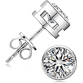 Inf.Story Moissanite Stud Earrings, 0.5CT-2CT D Color VVS1 Brilliant Round Cut 925 Sterling Silver Bezel Earrings for Women or Men