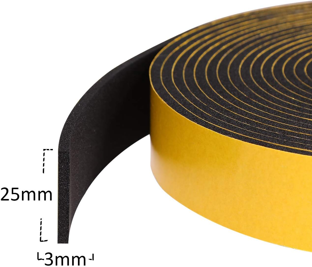 fowong Self Adhesive Foam Tape 25 mm Wide x 3 mm Thick Closed Cell Weather Stripping Seal for Window and Door Anti-Collision Total 10M Long (2 Rolls of 5M Long Each) - Image 4