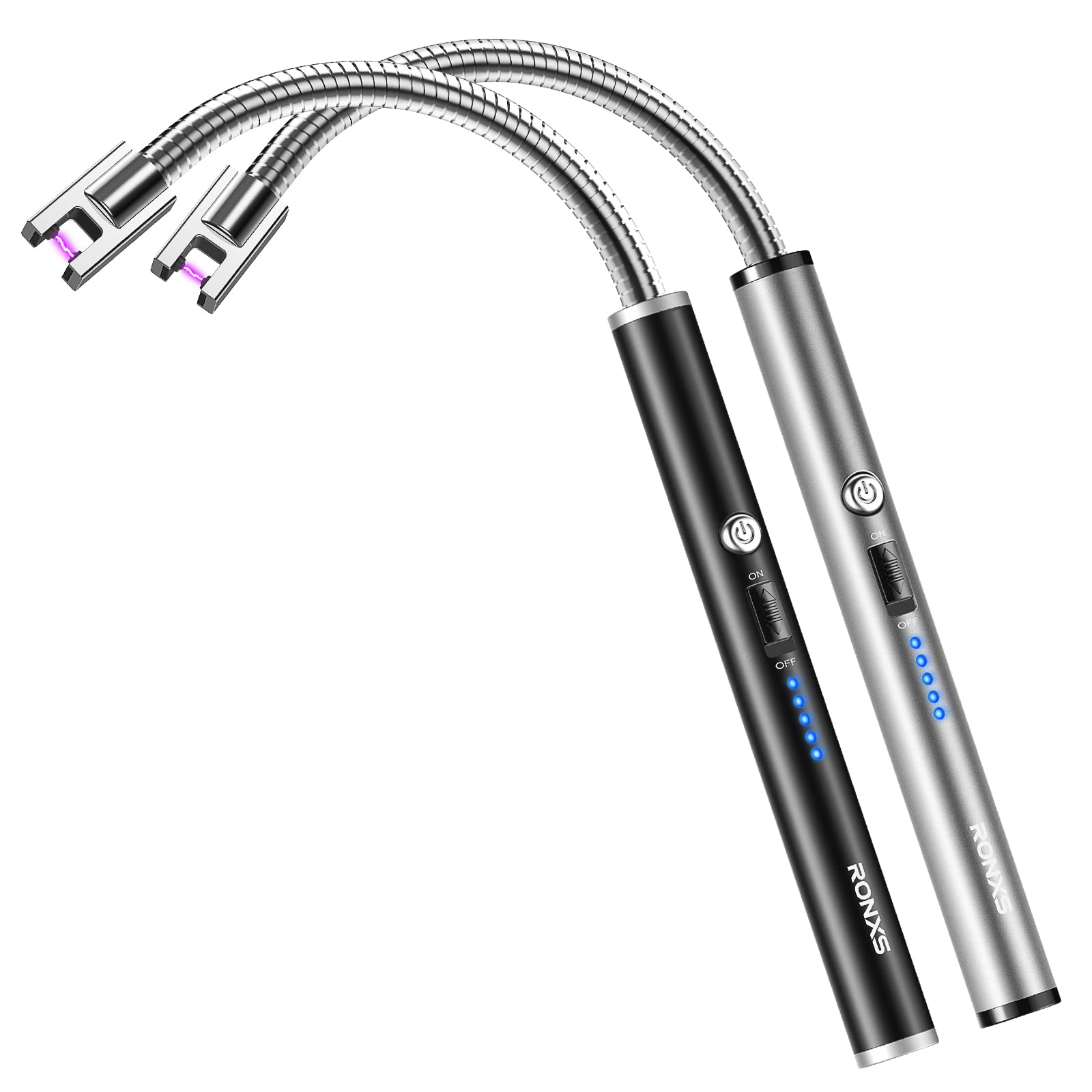 Photo 1 of RONXS Candle Lighters, Long Electric Lighter Rechargeable USB Lighter with LED Battery Display, Flexible Neck Plasma Arc Lighter for Fireworks Gas Stove BBQ