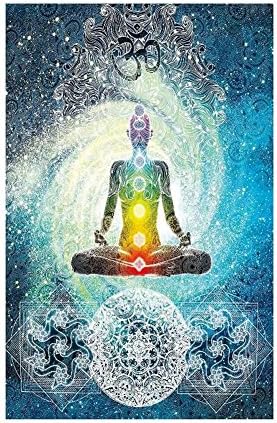 YUMOMO Indian Tapestry Yoga Towel, Hippie Rainbow Chakra Tapestries Bohemian Mandala Wall Hanging Throw Beach Mat By (Chakra 4)