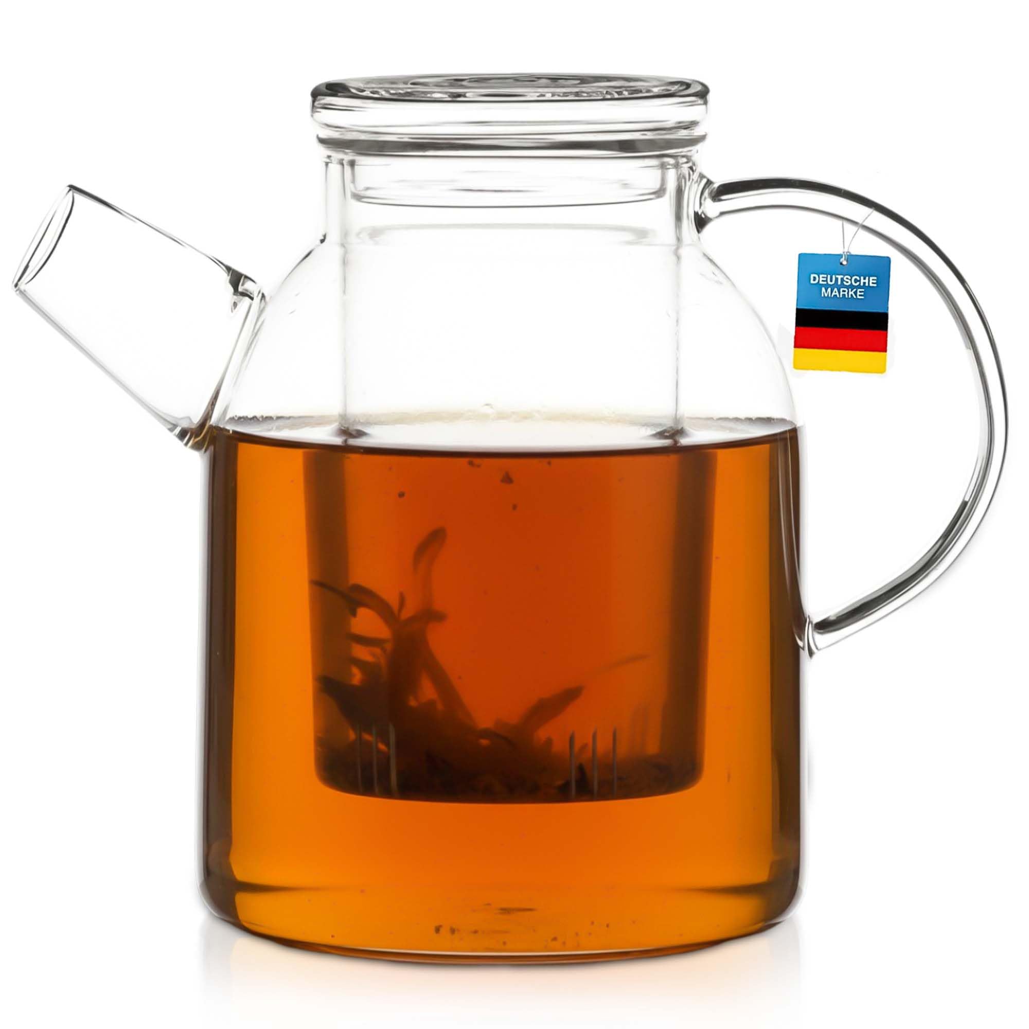 Mouthblown teapot with Tea Filter & Tea Strainer Jug with Filter Insert Made of Glass by Dimono (1500 ml)