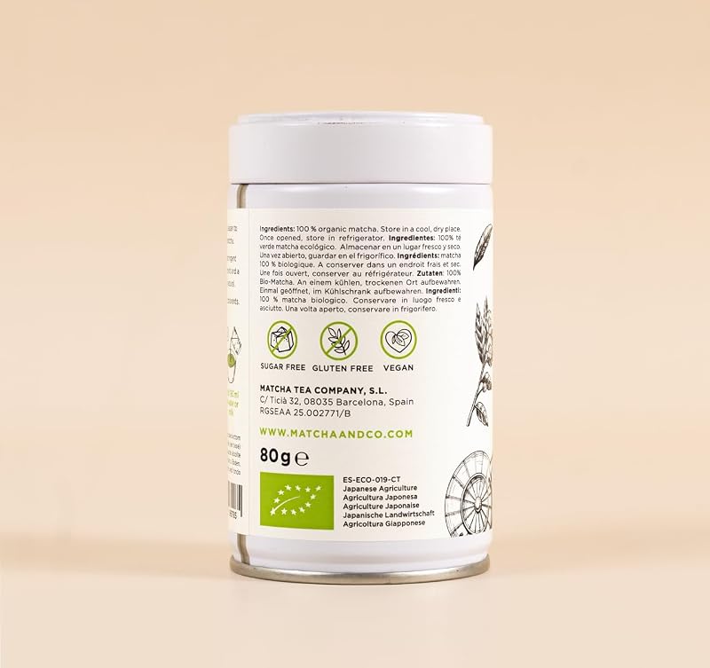 Matcha tea originale 100% bologico, grado cerimoniale, polvere organica dal giappone, naturale al 100%, tè matcha 80G - Matcha & CO