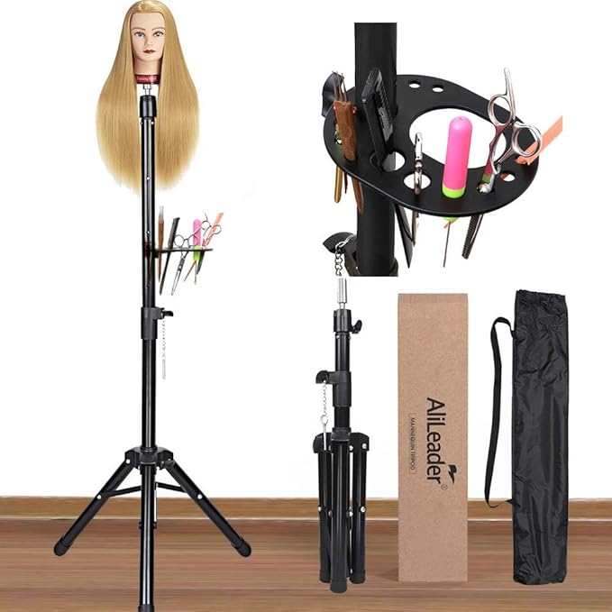 Alileader Wig Stand Tripod Mannequin Head Stand Heavy Duty
