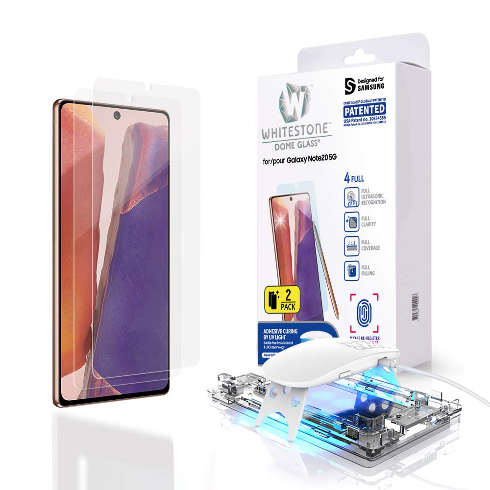 Galaxy Note 20 Screen Protector, [Dome Glass] Full 3D Curved Edge Tempered Glass Shield [Liquid Dispersion Tech] Easy Install Kit for Samsung Galaxy Note 20 - Two Pack