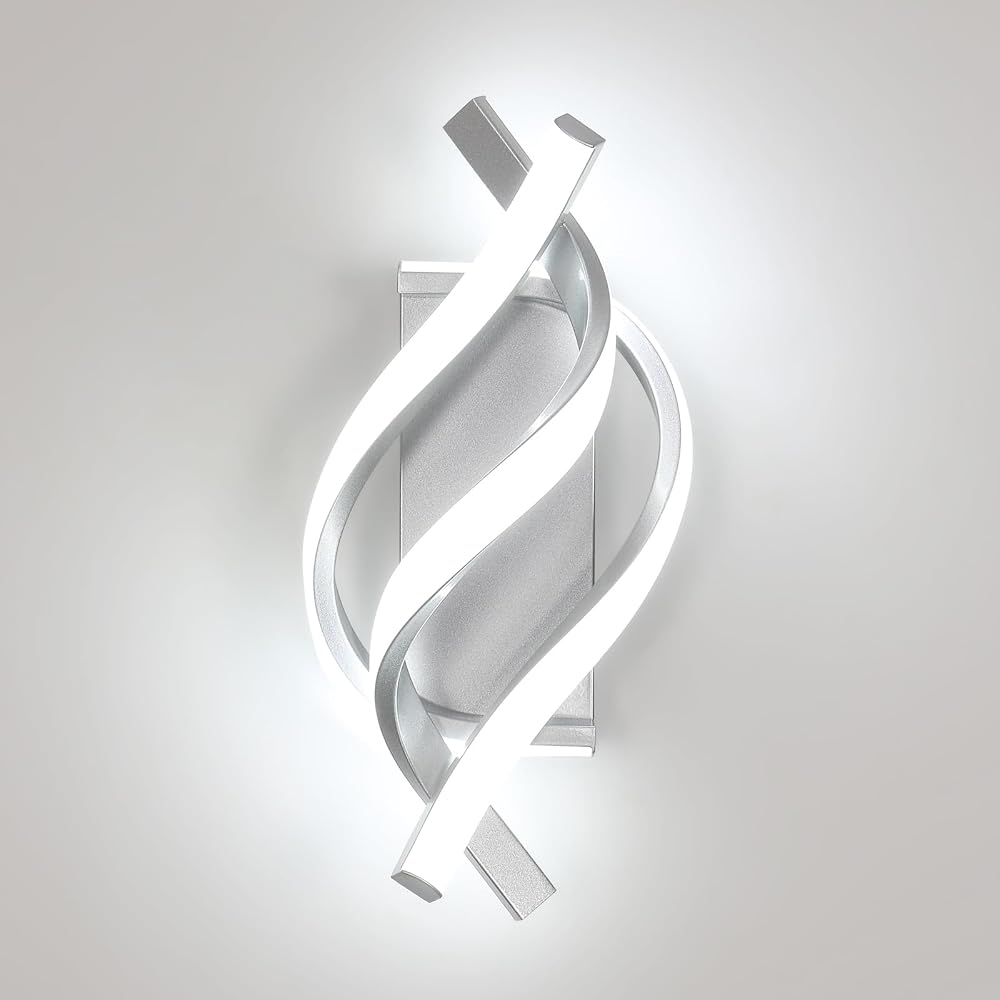 Comely Comey LED Wall Light 22W 6500K Silver Spiral Sconce 32.5x15x20 cm