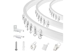 TOKPLNU Ceiling Curtain Track Flexible Bendable Curtain Track Wall Mount Curved 10Ft Ceiling Track for Curtains Rail Track Se