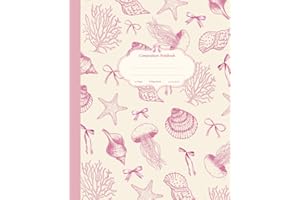 Composition Notebook: Cute Pink Coquette Bows and Vintage Ocean Creatures | College Ruled For School and Work| 110 Pages 7.5 x 9.25" | Aesthetic School Supplies For Biology Students and Teachers