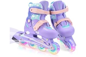 ERNAN Inline Skates, Adjustable, Light Up Kids Inline Skates, Roller Skates for Kids Youth, Beginner