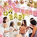 Eurus Home Girl Baby Shower Decorations Kit | 37 Supplies Set for a Great Birthday Party – Pink and Gold Flag Banners, Colorful Dot Garland, Balloons, Paper Lanterns & Rose Tissue Pom Poms