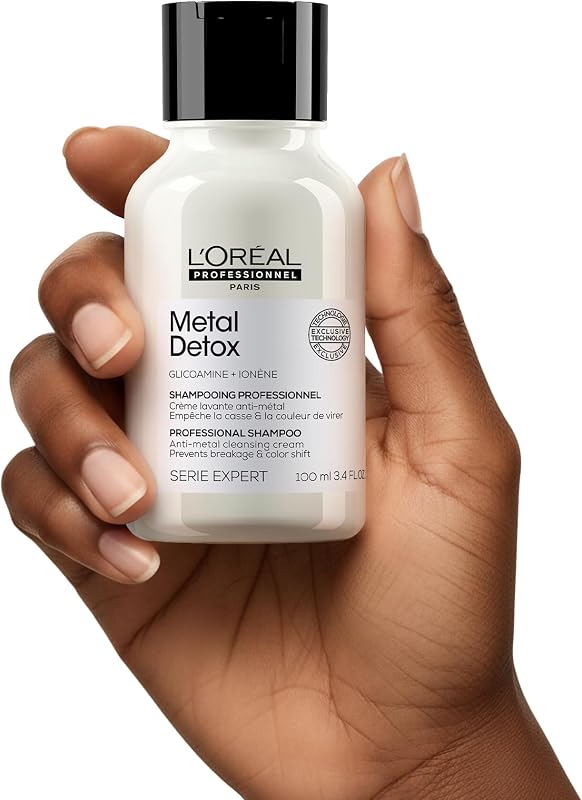 L'OREAL PROFESSIONNEL - Crème Lavante Metal Detox - Shampoing Anti-Casse & Anti-Metal - +67% de Nutrition - Empêche La Couleur de Virer - Cheveux Secs, Abîmés & Cassants - Format Voyage 100 ml