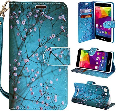 Alcatel Dawn 5027 Case, Customerfirst PU Leather Luxury Flip Design Wallet Pouch Phone Case for Alcatel One Touch Acquire Streek Free Emoji Keychain + Stylus (Bloosom Teal)