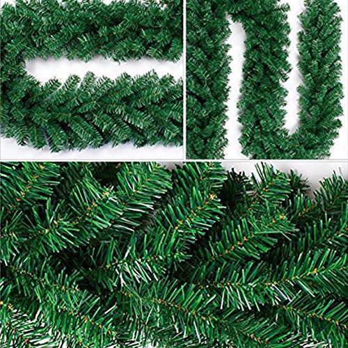 Uheng 9 Foot 10 Inch Christmas Decorations Christmas Garland Green Artificial Wreath Spruce Xmas Tree Fir Vine Thick Floral Xmas Hanging Ornaments for Mantel Stairs Wall Front Door Room