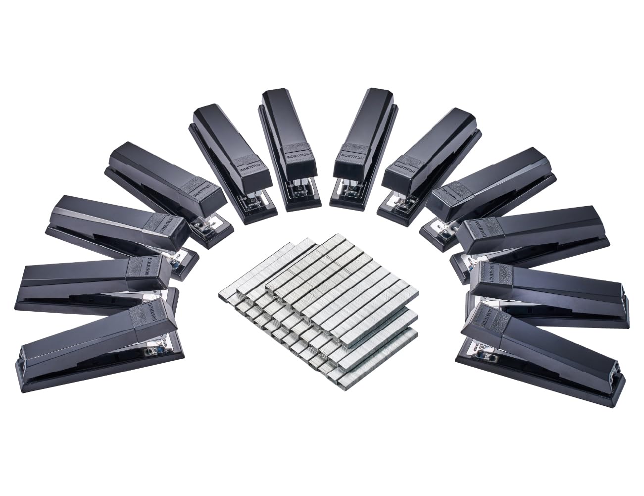 Bostitch Office Stapler, No-Jam Premium for Desktop, Includes 15,000 Staples, Full-Strip, 25 Sheet Capacity, Black, Pack of 12 Image