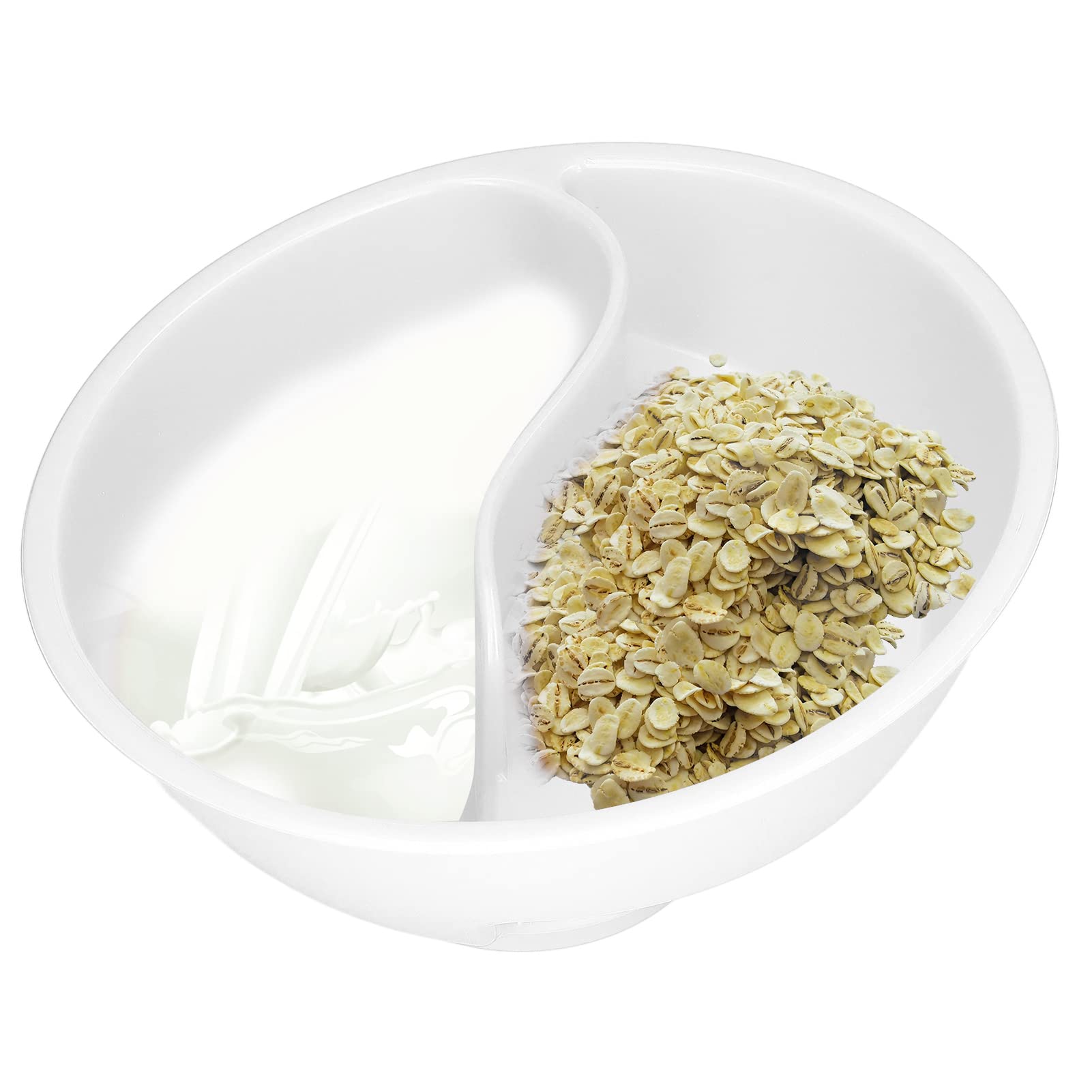 Anti Soggy Cereal Bowl, Stackable Separated Snack Bowl, BPA Reusable Cereal Divided Bowl, Novelty Kitchen Gift, Keeps Fresh, Snack Bowl for Ice Cream Yogurt Berries French Fri (White)