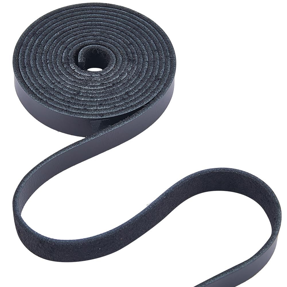 GORGECRAFT 2m×12.5mm Cowhide Leather Cord 1.8mm thick Genuine Leather Strings Black Glossy Full Grain Oil Flat AB Grade Cow Leather Strips for Tooling Workshop Shoes Sewing Patchwork DIY Craft