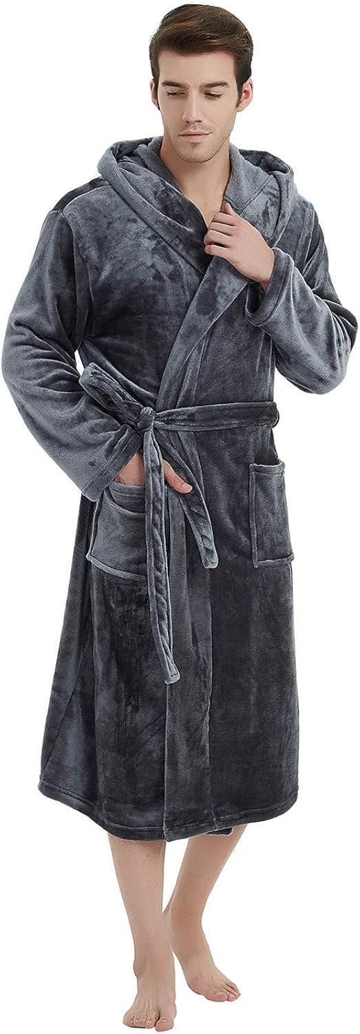 U2SKIIN Mens Fleece Robe Plush Collar Shawl Bathrobe at  Men’s Clothing store