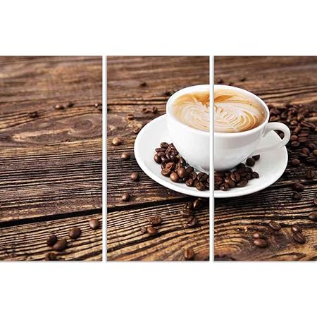 ArtzFolio Photo of Cup of Coffee On A Wooden Table Split Art Painting Panel On Sunboard 42 X 28Inch