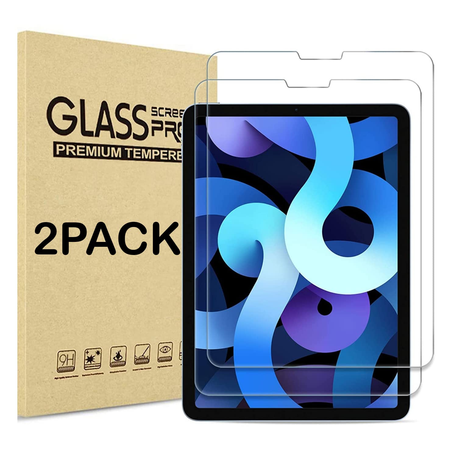 2PACK iPad Air 5 Screen Protector 2022, iPad Air 4 Screen Protector 2020, iPad Pro 11 Screen Protector 2021/2020/2018 For All 5 Apple Tablets