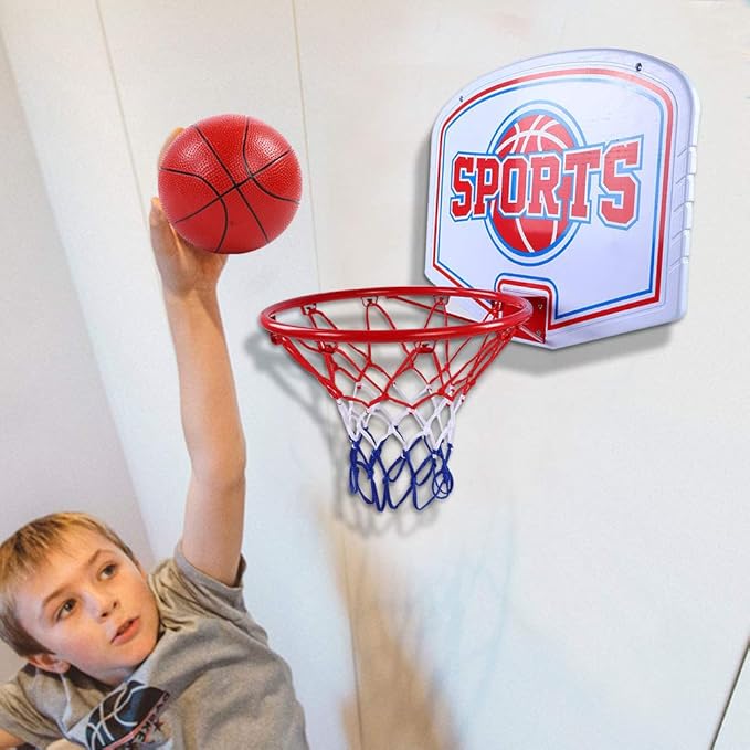 Ejoyous Mini Basketball Hoop Over The Door Wall Mount Toy Backboard Basket Hook Indoor Outdoor