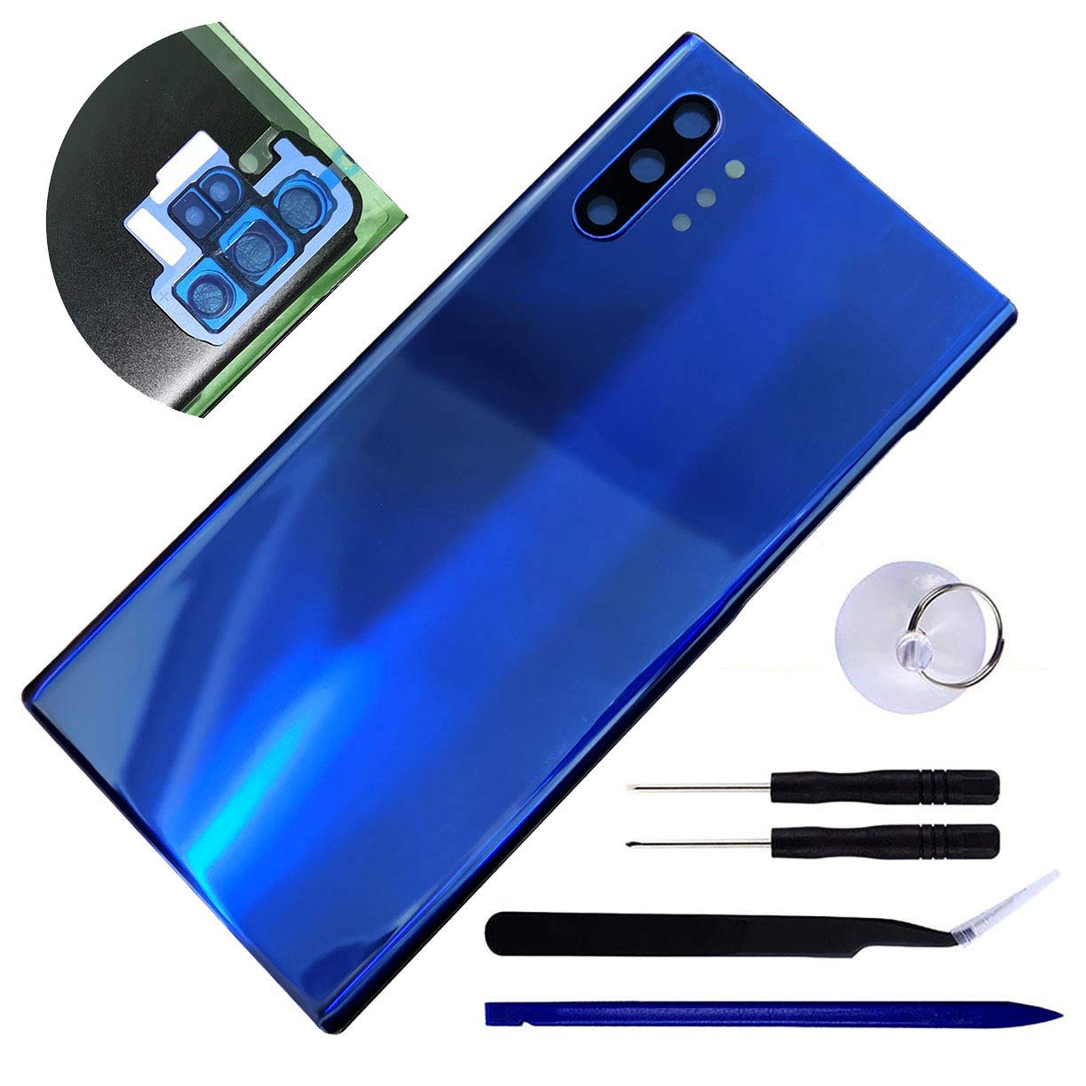 Bestdealing Galaxy Note 10 Plus Back Glass Replacement Note10+ 5G N976U Back Door Cover for Samsung Galaxy Note10+ N975F N975U Back Cover Housing with Tape Repair Part (Not for Note10) (Aura Blue)