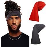 Leeven 2 Pieces Shower Cap for Women Dreadlock Cap Wide Elastic Black, Red