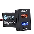 Cllena Dual USB Port Charger Socket Quick Charge 3.0 & 2.4A for Toyota