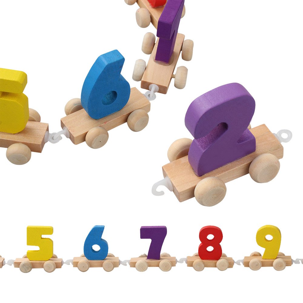 Digital Wooden Train Toys Splicing Combination Game for Kids