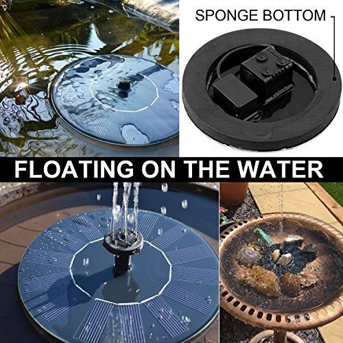 Solar Fountain Pump, 1.4W Free Standing Water Fountain Pump Kit with 4 Different Spray Pattern Heads for Bird Bath, Fish Tank, Small Pond and Garden - Thumbnail 4