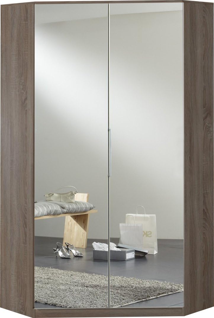 Armoire d'angle à 2 portes avec miroir coloris imitation chêne Montana