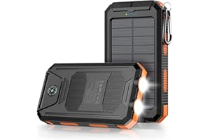 Mregb Power Bank,Solar Charger,36800mAh 5V3.1A QC 3.0 Dual 2 USB Port Built-in Powerful Flashlight IPX7 Waterproof Dustproof Shockproof(Orange)