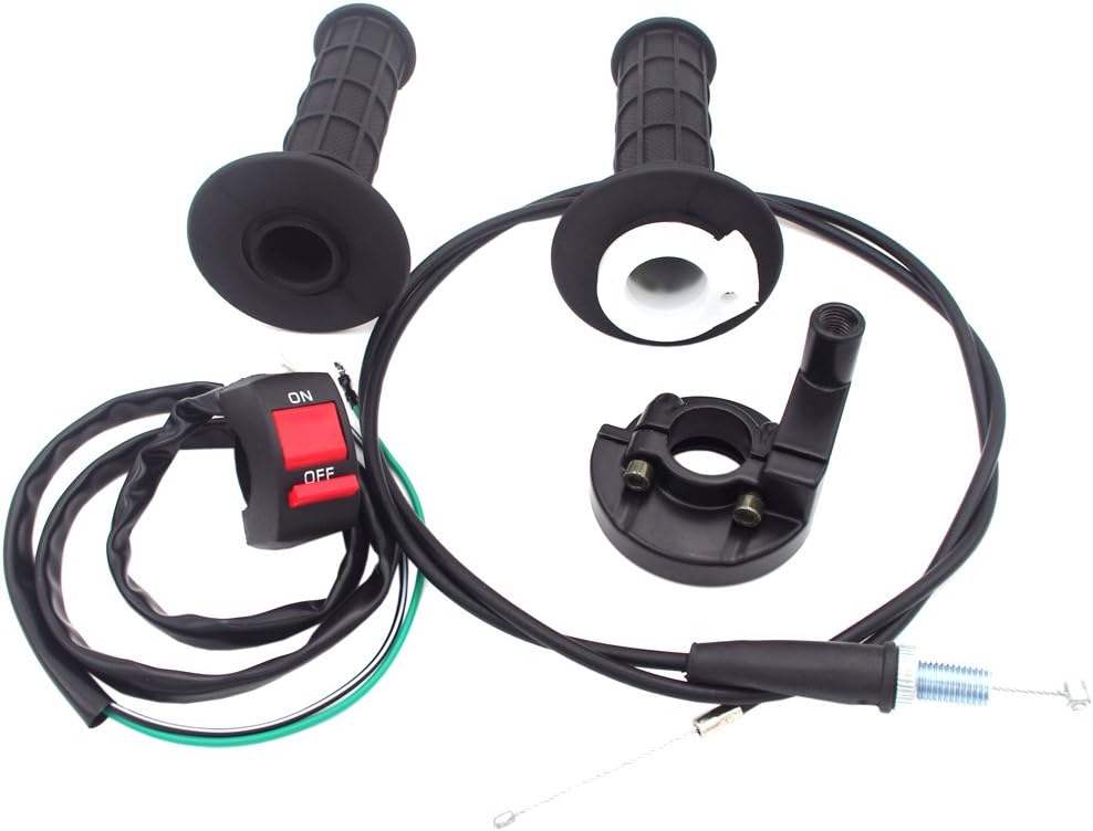 Royitay 7/8" 22mm Twist Throttle Accelerator Handle Grips and Cable Set With Black Red Kill ON-OFF Switch for 50cc 150cc 250cc Mini Bike ATV Quad Pit Bike Dirtbike