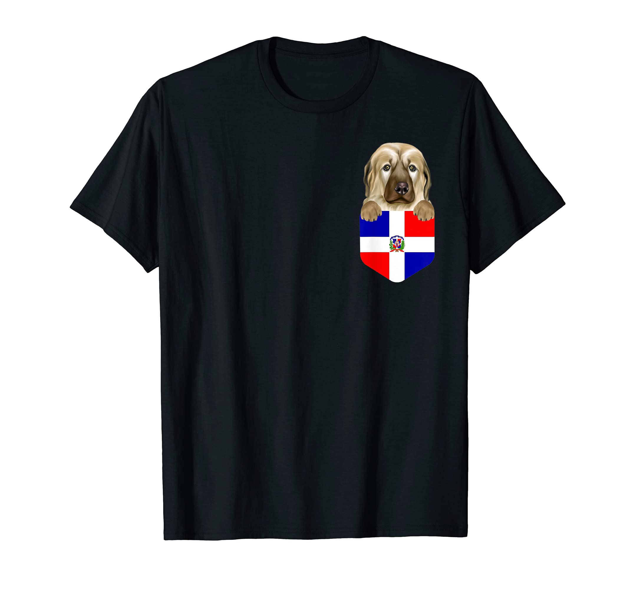 Dominican Republic Flag Anatolian Shepherd Dog Dog In Pocket T-Shirt
