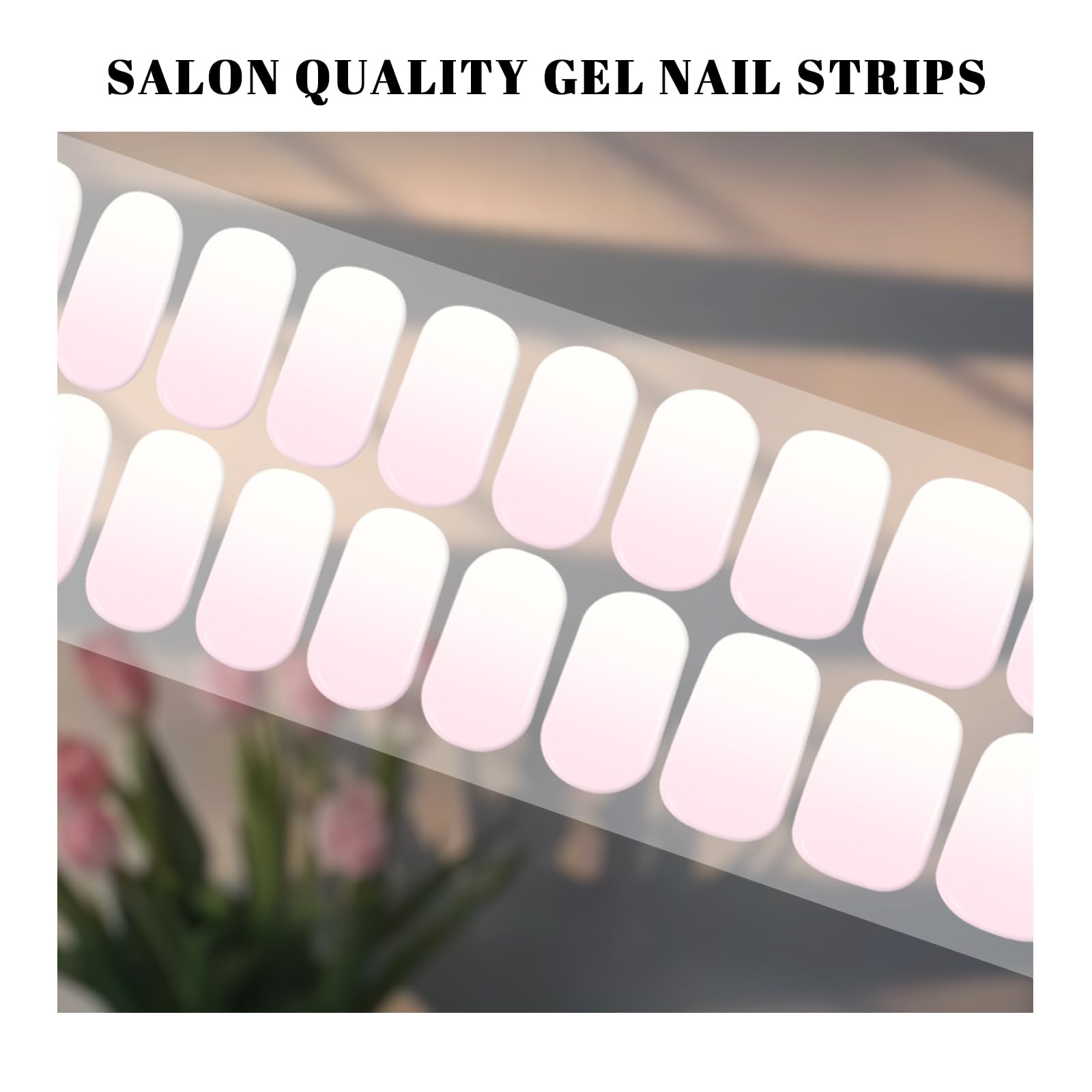 OAUEE Semi Cured Gel Nail Strips | 20 Gel Nail Stickers | Gel Nail Stickers with UV Light Required | Salon Quality, Easy Application and Removal（Transparent Pink Ombre） - Image 4