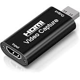 4K Video Capture Card, Cam Link Card Game Capture Card Audio Capture Adapter HDMI to USB 2.0 Record Capture Device for Streaming, Live Broadcasting, Video Conference, Teaching, Gaming(Black)