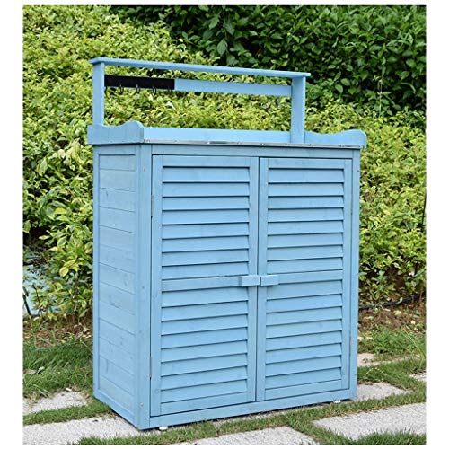 AIOEJP Gartenschrank, Geräteschuppen Garten Schuppen Schrank Holz Aufbewahrungsbox Flachdach Patios Für Werkzeuge…